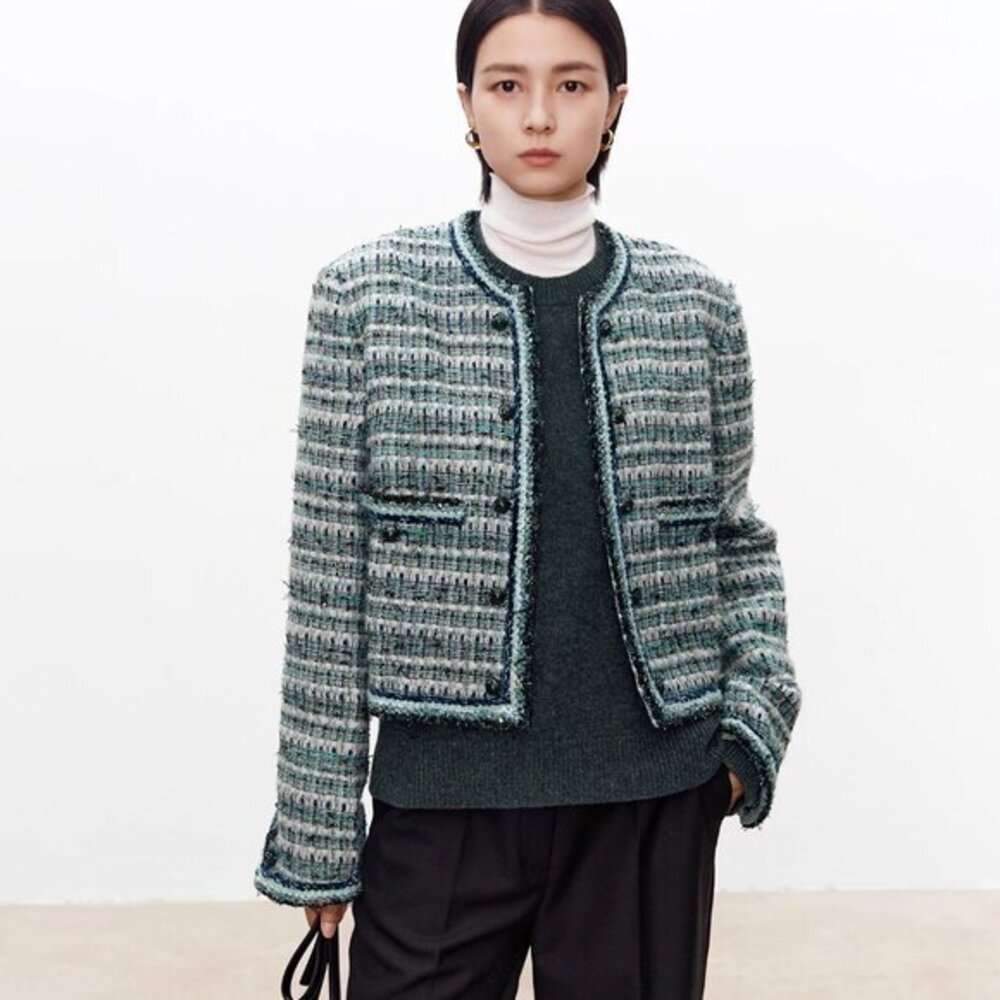 CHICJOC ACT3 Handcrafted Tweed Jacket – Monet Dream Lake size 38